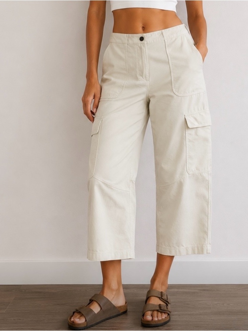 Lululemon Light Utilitech Cargo Pocket High-Rise Crop Pants Natural Ivory Sz 29
